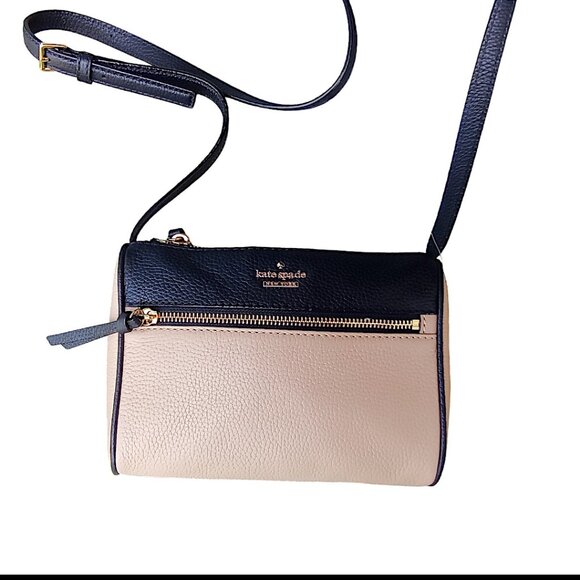 Kate Spade NWT Jackson Street Mini Cayli Ginger Tea & Black Leather $158 - Picture 4 of 13